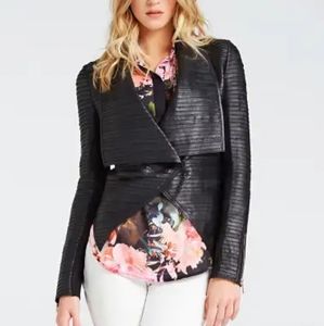 Drape genuine leather jacket